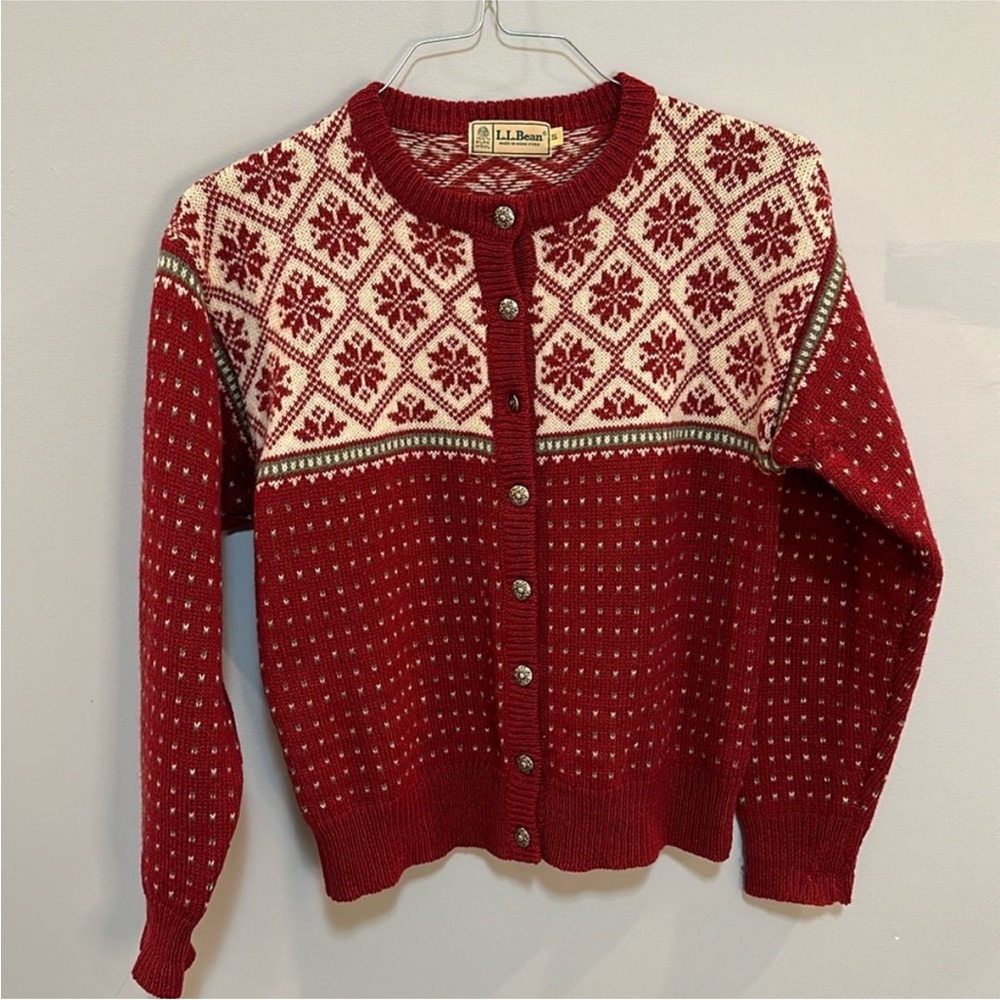 Vintage 80s L.L. Bean Fair Aisle Sweater Cardigan